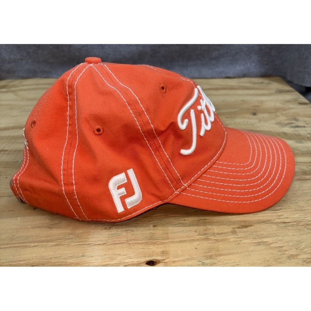 FJ Footjoy Titleist Orange Adjustable Golf Baseball Hat One Size